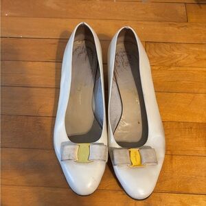 Salvatore Ferragamo White Women's Shoes with Bow Accent